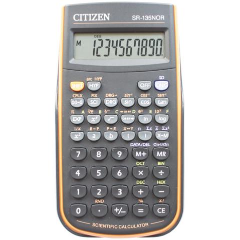 Калькулятор научный  8+2 разр. CITIZEN SR-135NOR, 128 функций, две батарейки, жк-дисплей, 154х84х19, черный/оранжевый