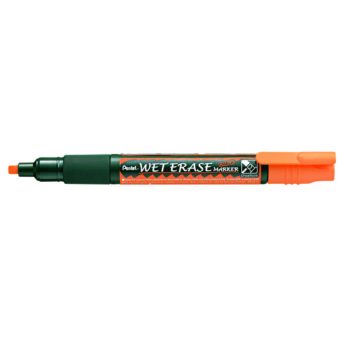 Маркер для стекол PENTEL SMW26-F Wet Erase Marker, на меловой основе, наконечник двусторонний, круглый/скошенный, 2/4мм, оранжевый