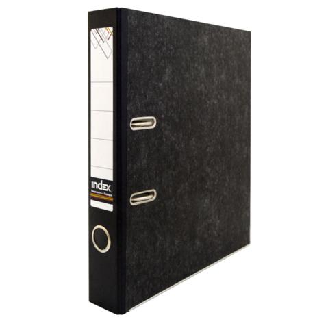 Папка-регистратор INDEX  картон,  А4,  50мм, черный мрамор, с металлическим уголком