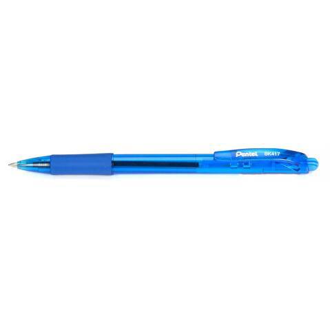 Ручка шариковая автоматическая PENTEL BK417-S, резиновый упор, 0.27/0.7мм, корпус матовый, голубая