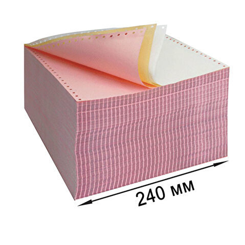 Бумага с перфорацией, самокопирующая, трехслойная  240мм (12") 600л, цветная
