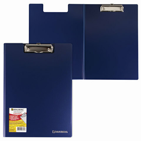 Папка-планшет BRAUBERG Contract   А4, пластик 1.5мм, с верхним зажимом, синяя