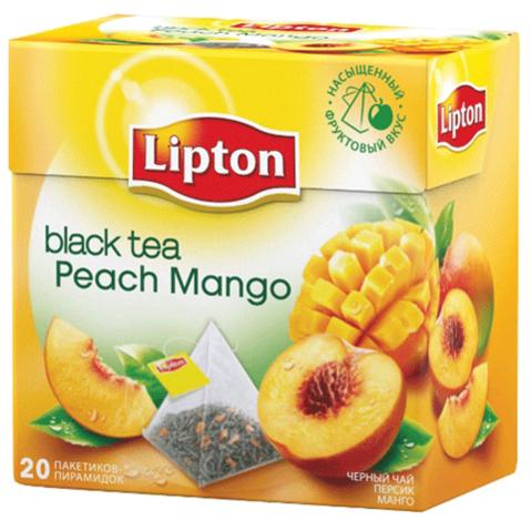 Чай черный фруктовый LIPTON Peach Mango, 20х1.8г, в пирамидках