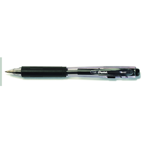 Ручка шариковая автоматическая PENTEL BK437-A, резиновый упор, 0.3/0.7 мм, черная