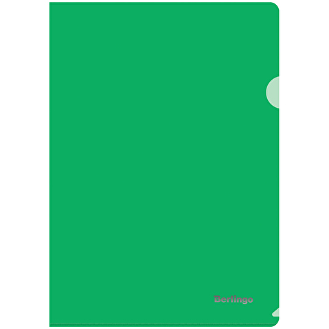 Папка-уголок  А4, пластик, 0.18мм, прозрачная зеленая, Berlingo