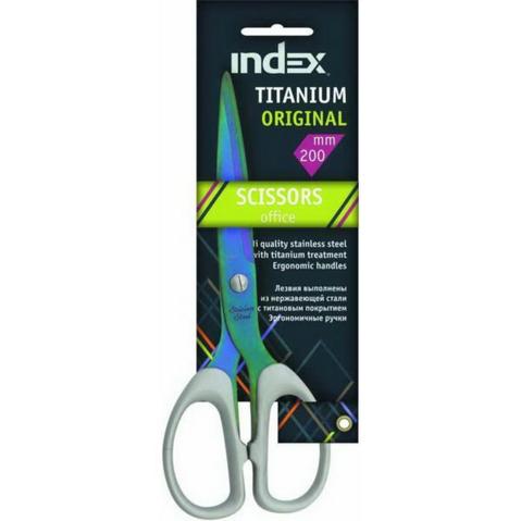Ножницы INDEX TITANIUM ORIGINAL, 200мм, титановое покрытие, эргономичные ручки, симметричные