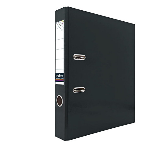 Папка-регистратор INDEX  картон ламинированный,  А4,  50мм, черная, без металлического уголка