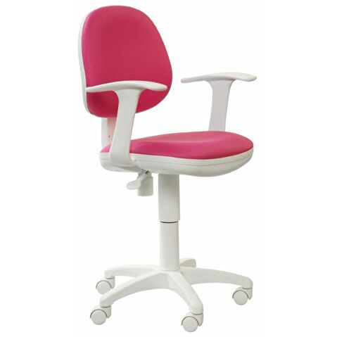 Кресло офисное БЮРОКРАТ CH-W356AXSN, пластик белый, ткань розовая (15-55)