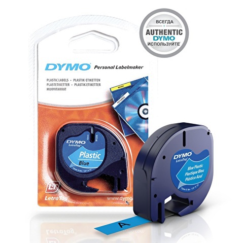 Лента для этикет-принтеров DYMO Letra Tag, 12мм х 4м, черный/синий, пластик (S0721650/91205)