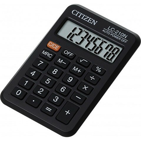 Калькулятор карманный  8 разр. CITIZEN LC-210N питание от батареи, футляр-бумажник, 99х64х13мм