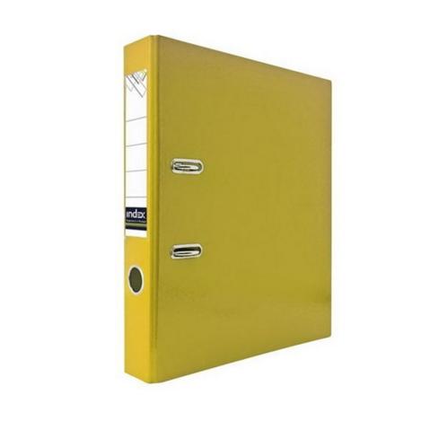Папка-регистратор INDEX  картон ламинированный,  А4,  50мм, желтая, без металлического уголка