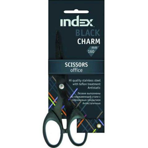 Ножницы INDEX BLACK CHARM, 160мм, тефлоновое покрытие, эргономичные ручки, симметричные