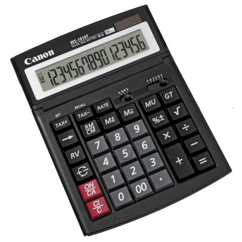 Калькулятор CANON WS-1610T настольный 16 разр., расчет налогов, общего итога, наклонный дисплей, двойное питание, 198х150х38мм