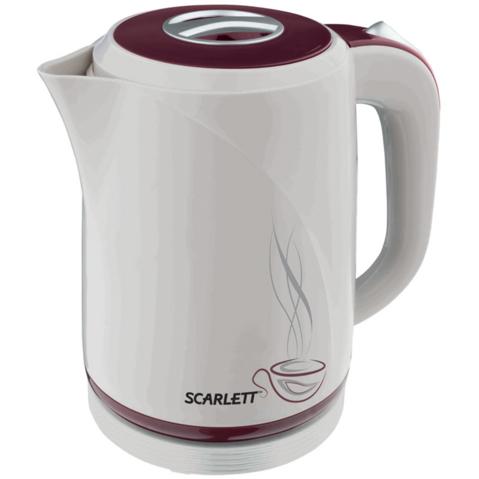 Чайник электрический SCARLETT SC-028, 1.7л, 2200Вт, белый/красный