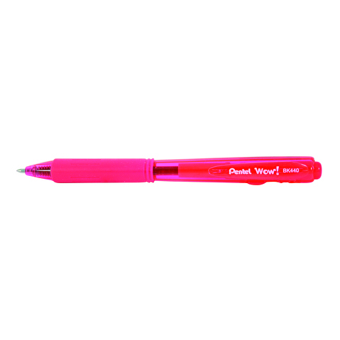 Ручка шариковая автоматическая PENTEL BK440-P, резиновый упор, 1.0мм, корпус трехгранный, розовая