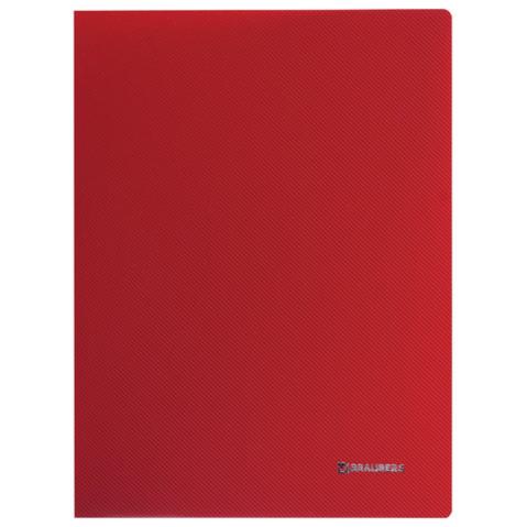 Папка с пружинным скоросшивателем BRAUBERG Диагональ  А4, пластик, 0.6мм, карман, темно-красная