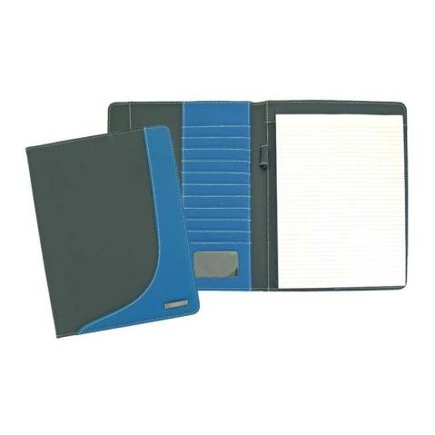 Папка INDEX IPF250BK/BU, блокнот, кожзам с вставками из ПВХ, 320х240мм, черная/синяя