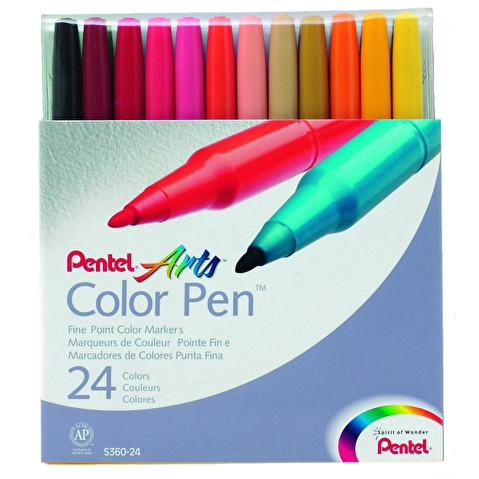 Фломастеры PENTEL S360 Color Pen, 24цв