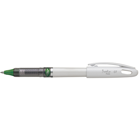 Зеленая гелевая ручка PENTEL Tradio Energel, BL117W-DX , 0.7мм, корпус белый