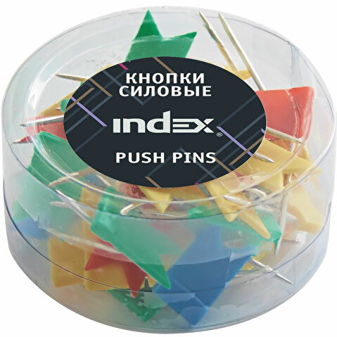 Булавки-флажки INDEX, 50шт/уп, в пластиковой банке