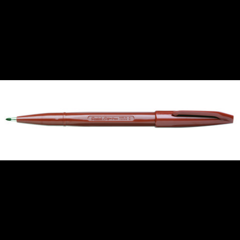 Ручка капиллярная PENTEL S520-E Sign Pen, 2.0мм, фибровый узел, коричневая