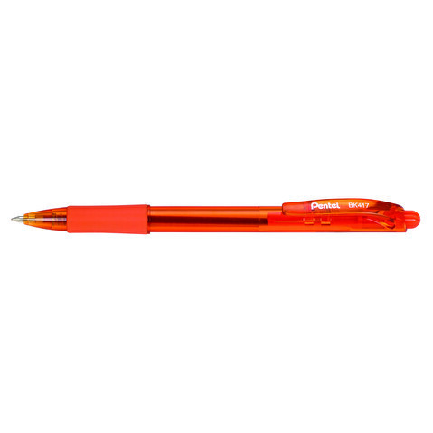 Ручка шариковая автоматическая PENTEL BK417-F, резиновый упор, 0.27/0.7мм, корпус матовый, оранжевая