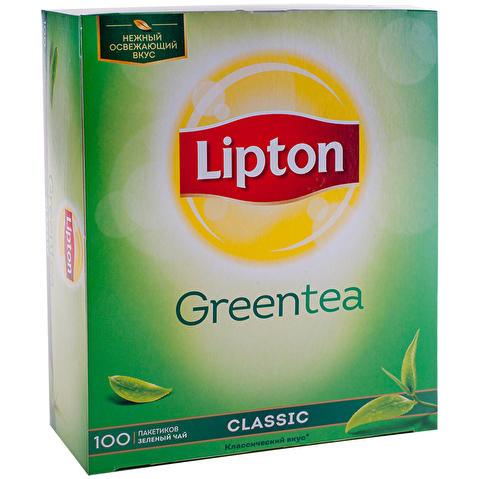 Пакетированный чай зеленый LIPTON Clear Green 100х1.3г, с ярлычком