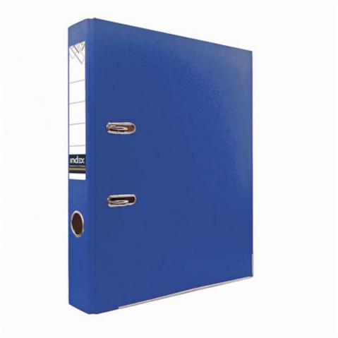 Папка-регистратор INDEX  картон цветной,  А4, 50мм, синяя, с металлическим уголком