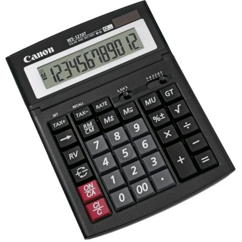 Калькулятор CANON WS-1210T настольный 12 разр. двойное питание,поворотный дисплей, десятичное округление, 198х150х38мм