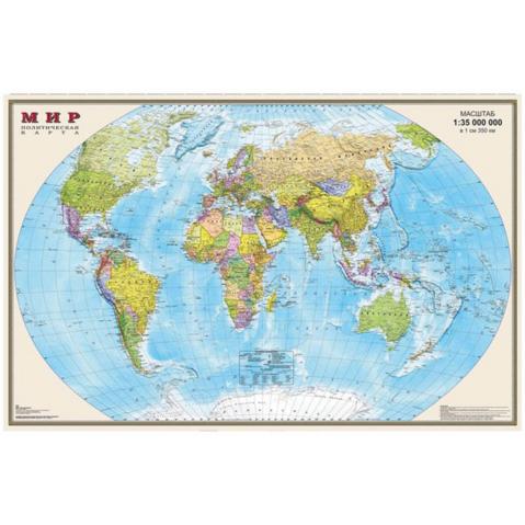 Карта Мира политическая  900х580мм, 1:35 000 000, настенная, матовая ламинация, DMB