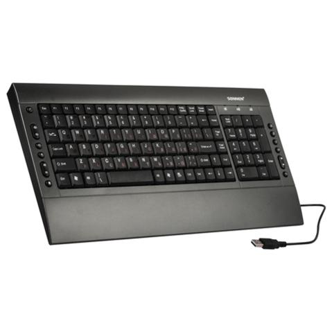 Клавиатура SONNEN KB-M530, мультимедийная, 15 доп. кнопок, серо-голубая, USB (511278)