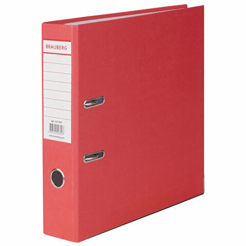 Папка-регистратор BRAUBERG Eco  картон,  А4,  75мм, красная, с металлическим уголком