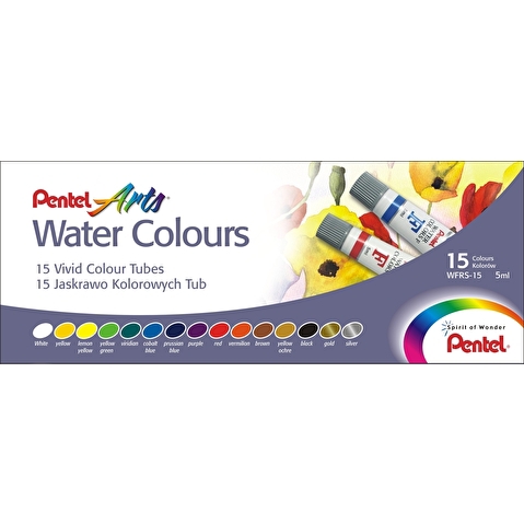 Краски акварельные PENTEL WFRS-15 Water Colours, 15цв