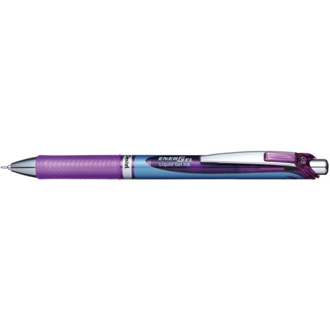 Ручка гелевая автоматическая PENTEL BLN75-V Energel, резиновый упор, 0.5мм, фиолетовая
