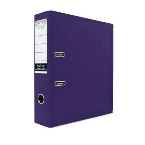 Папка-регистратор INDEX  бумвинил,  А4,  80мм, с металлическим уголком, фиолетовая