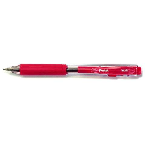 Ручка шариковая автоматическая PENTEL BK437-B, резиновый упор, 0.7 мм, красная
