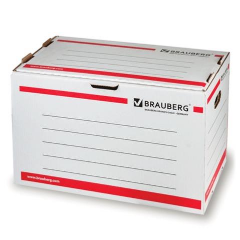 Короб архивный BRAUBERG, гофрокартон, 338х525х306мм, для регистраторов/накопителей, белый