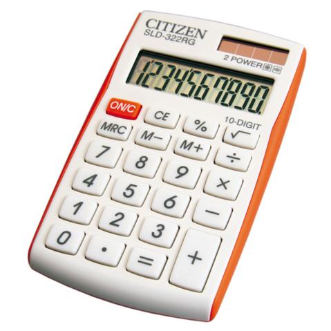 Калькулятор карманный 10 разр. CITIZEN SLD-322RG, двойное питание, резиновые кнопки, 105х64х9мм