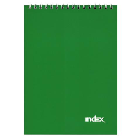 Блокнот А5   40л, INDEX Office classic, спираль, клетка, обложка ламинированыый картон, зеленый