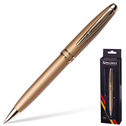 Шариковая ручка Brauberg Oceanic Gold, корпус золотистый, золотистые  детали, синяя
