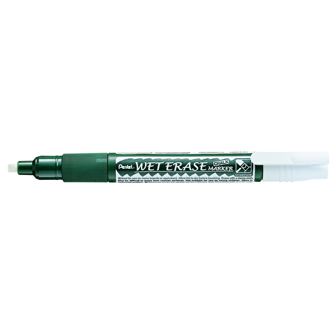 Маркер для стекол PENTEL SMW26-W Wet Erase Marker, на меловой основе, наконечник двусторонний, круглый/скошенный, 2/4мм, белый