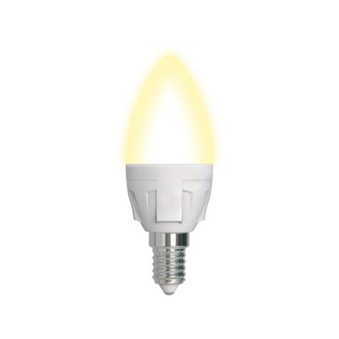 Лампа светодиодная UNIEL Яркая,  7Вт, цоколь E14, свеча, матовая, теплый свет 3000K, 30000ч