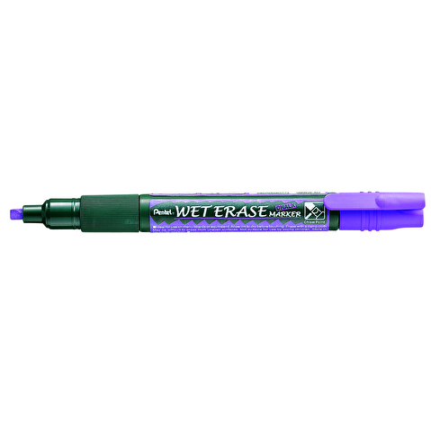 Маркер для стекол PENTEL SMW26-V Wet Erase Marker, на меловой основе, наконечник двусторонний, круглый/скошенный, 2/4мм, фиолетовый