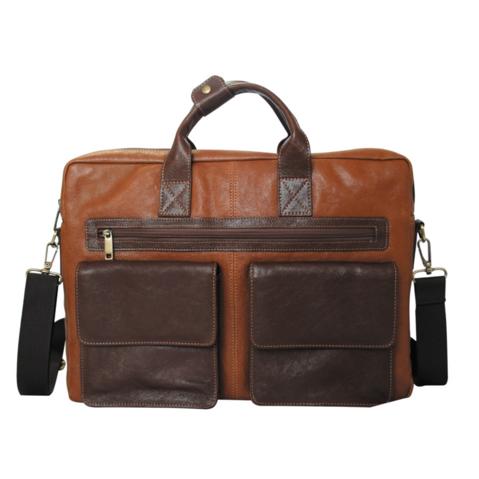 Портфель-сумка FLAVIO FERRUCCI FF-BC040202, кожа, комбинированный, 400х100х290мм, коричневый