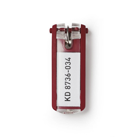 Брелок пластиковый для ключей DURABLE 1957-03, с инфо-окном, 6шт/уп, красный