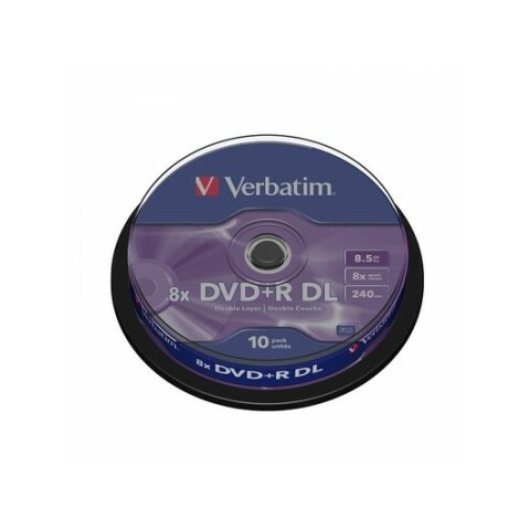 Записываемый DVD-диск в боксе DVD+R VERBATIM 8.5ГБ,  8x, 10шт/уп, двуслойный, (43666)