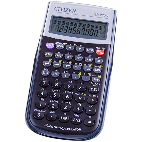 Калькулятор научный 10+2 разр. CITIZEN SR-270N, 236 функции, питание от батарейки, двухстрочный дисплей , жесткий футляр,138х74х12мм
