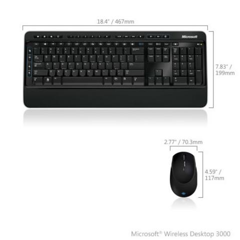 Комплект MICROSOFT Wireless Laser Desktop 3000 USB, клавиатура беспроводная + мышь оптическая беспроводная (MFC-00019)