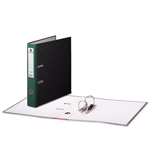 Папка-регистратор BRAUBERG  картон,  А4,  50мм, черный мрамор, корешок зеленый, с металлическим уголком