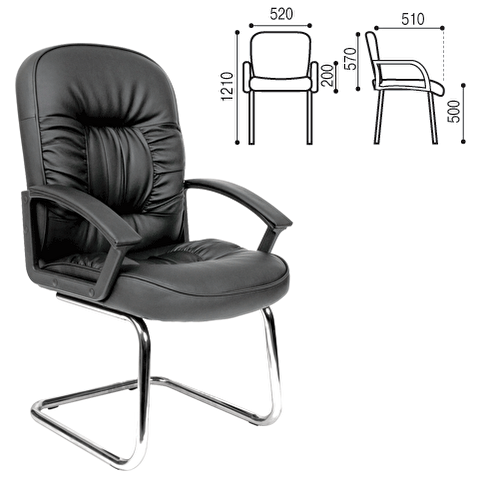 Конференц-кресло CHAIRMAN 418 V, на полозьях, экокожа черная матовая